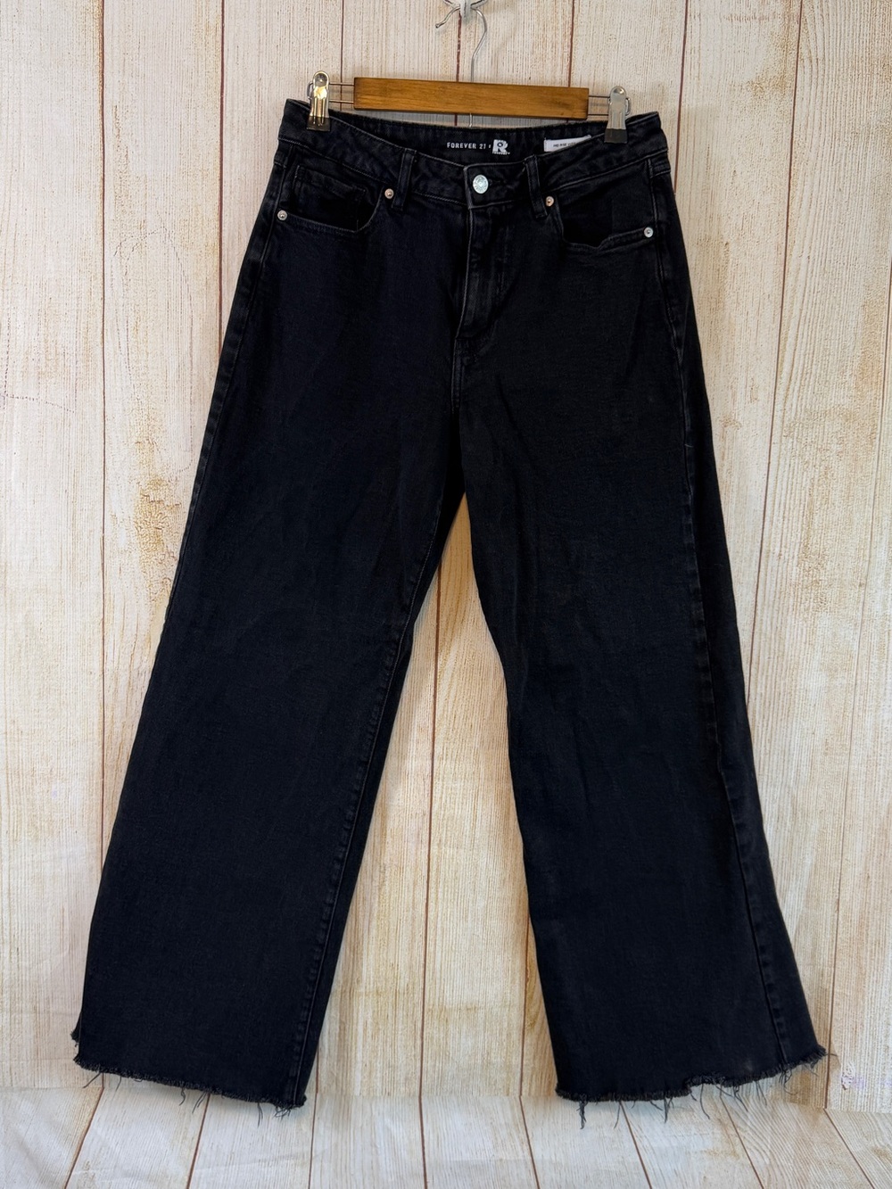 Forever 21 x Recover Mid Rise Wide Leg Jeans | Black | Size 27
